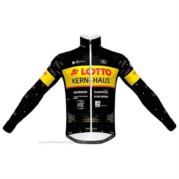 2023 Maillot Cyclisme Lotto-kern Haus Noir Jaune Manches Longues Et Cuissard